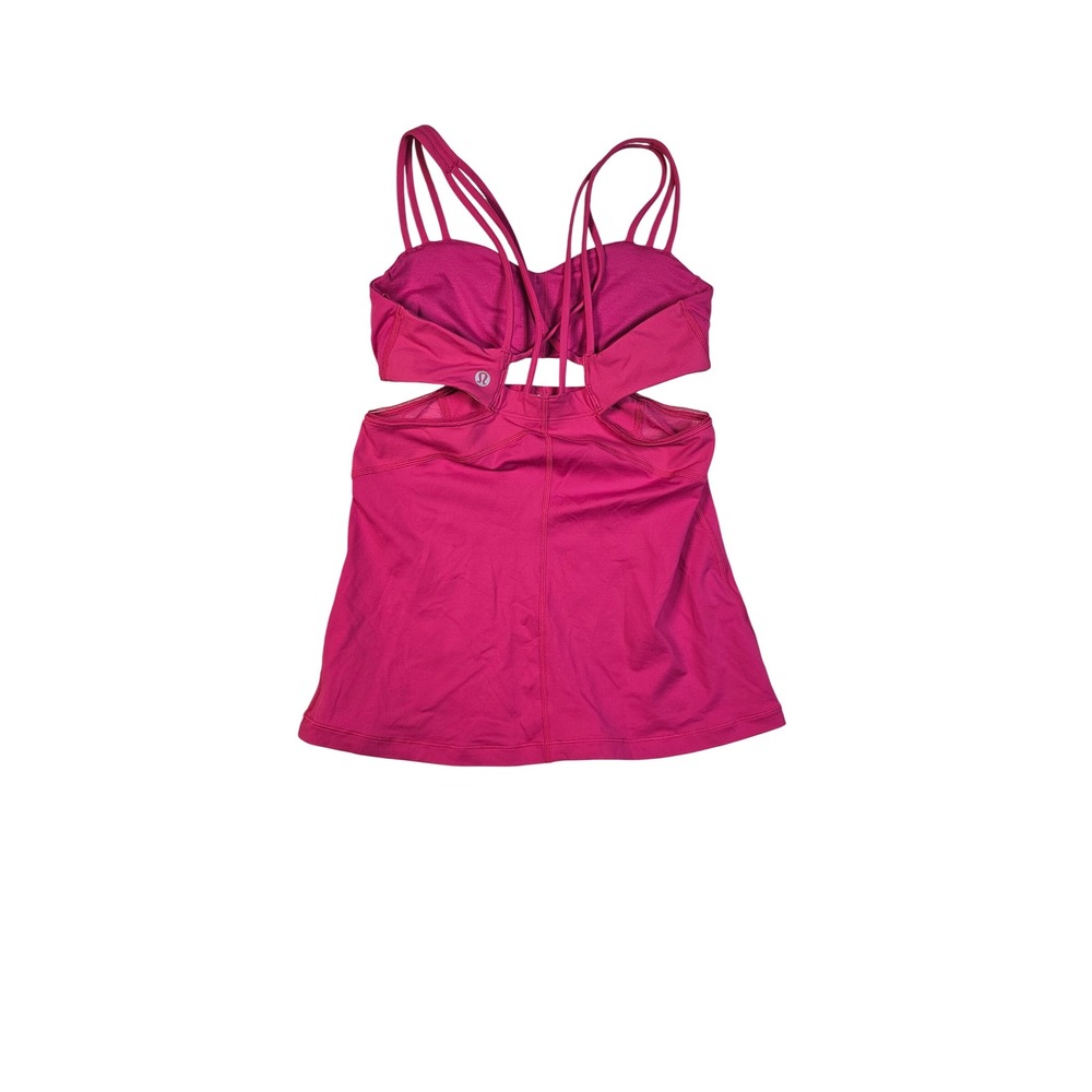 Lululemon Strappy Back Cut Out Tank Top Built In Bra Magenta Pink Womens
